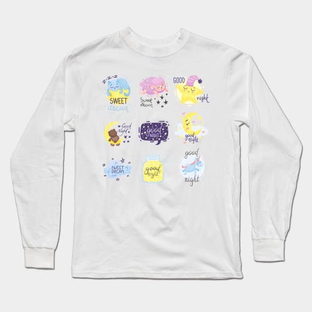 good night collection Long Sleeve T-Shirt by Mako Design 